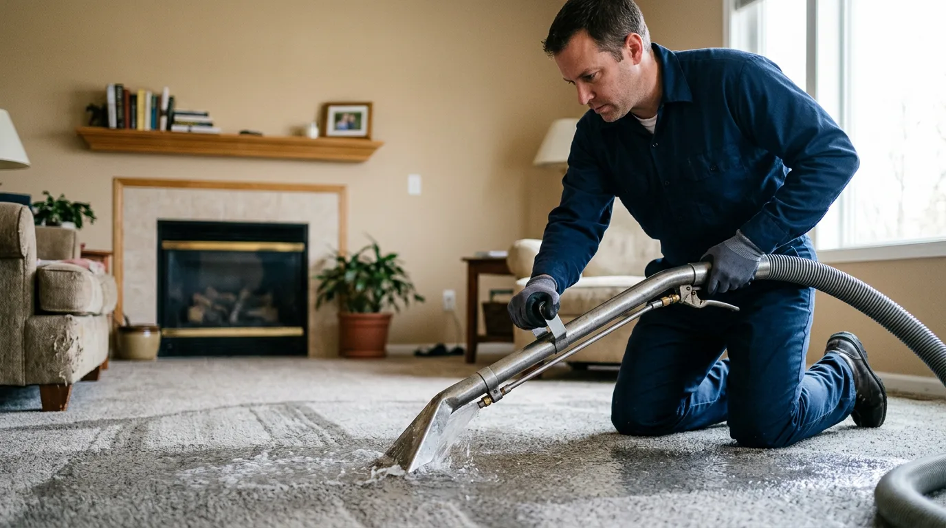 Water damage restoration technician working near Dumont, IA